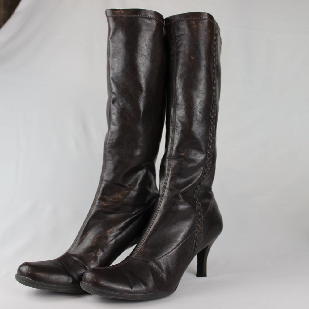 Gianni Bini Knee-High Boots with Braided Detail & Kitten Heel - Picture 2 of 3